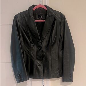 East 5th Black 100% Black Leather Jacket Size Small EUC
